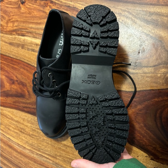 Geox Bleyze Woman black leather shoes NEW / souliers noirs GEOX Bleyze en cuir - Picture 2 of 5